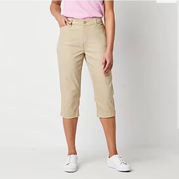 New St John's Bay Biscotti Secretly Slender Women's Mid Rise Capris Pants Size 6 - Picture 1 of 8